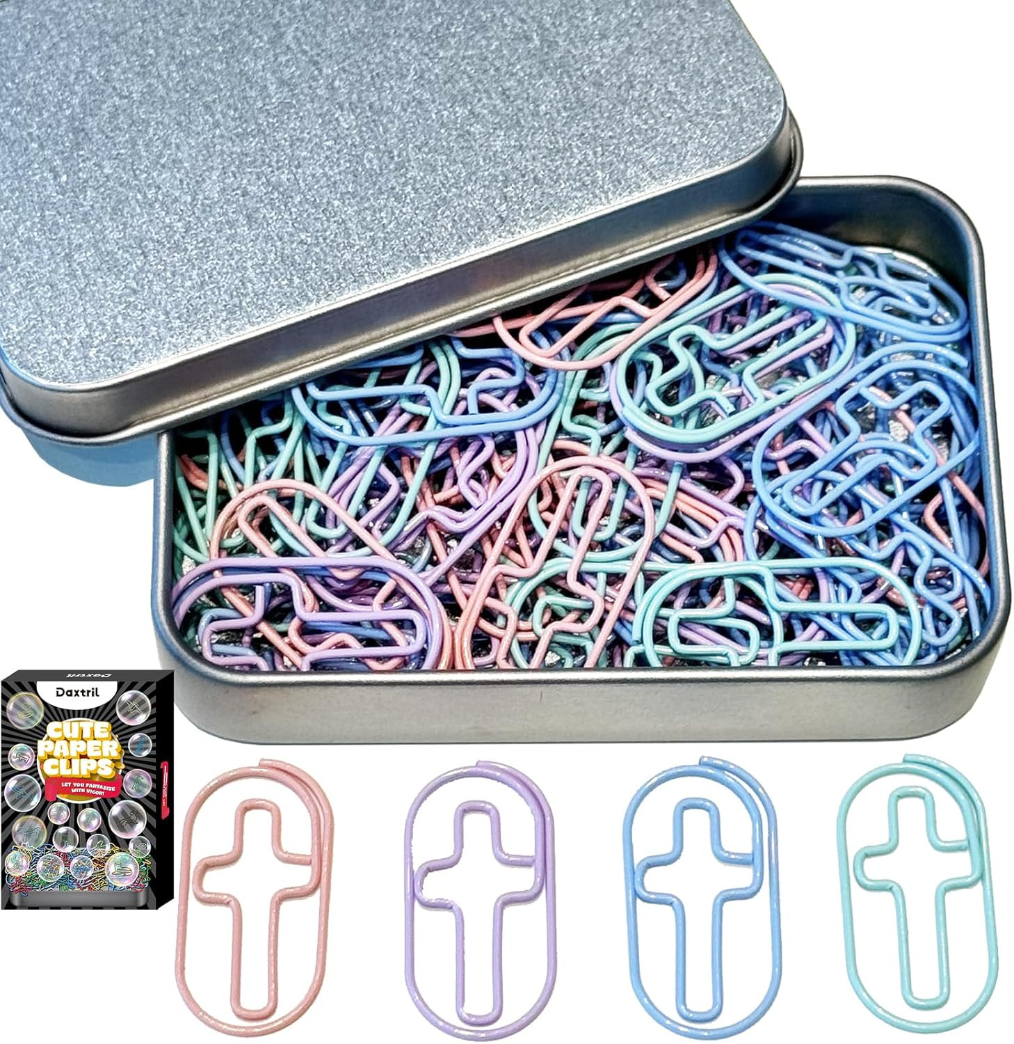 Cute Paper Clips, 60PCS Cross Shaped Paper Clips Bookmarks Bible Study Suppli...