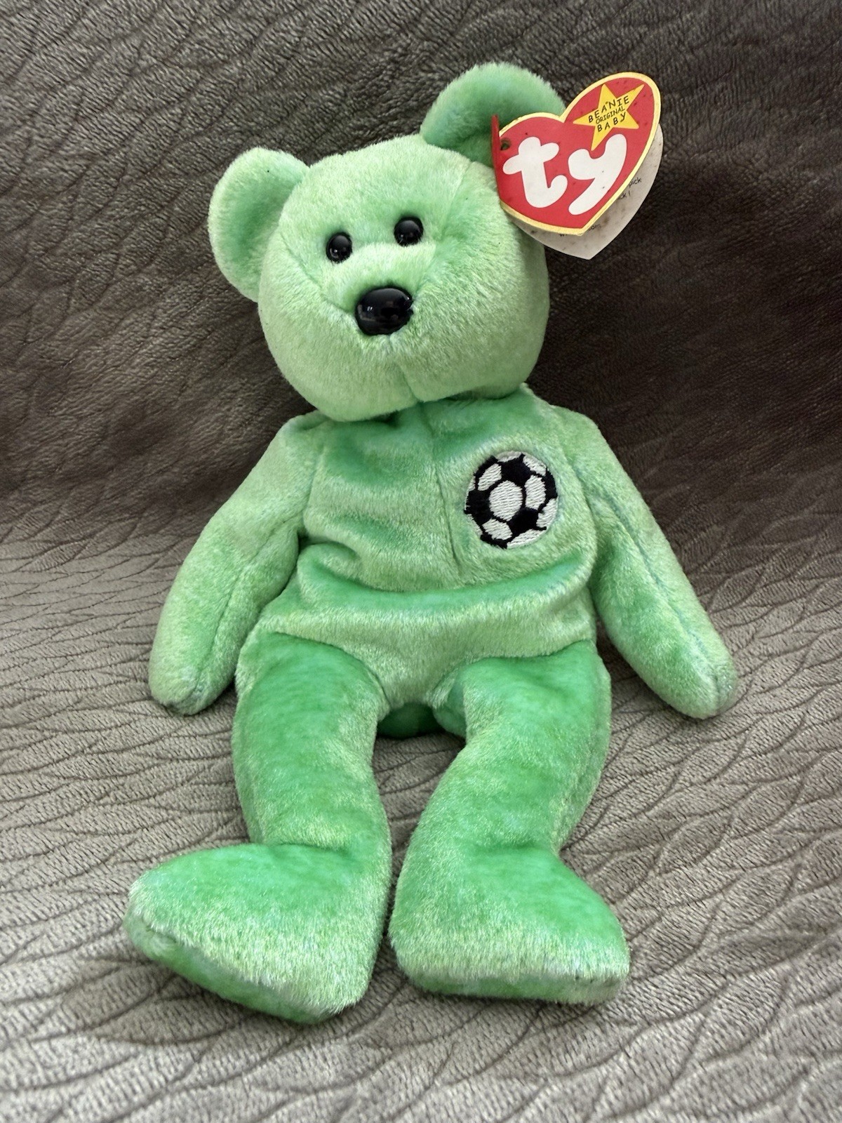 Ty Beanie Baby Kicks the Soccer Bear Push Toy 1998
