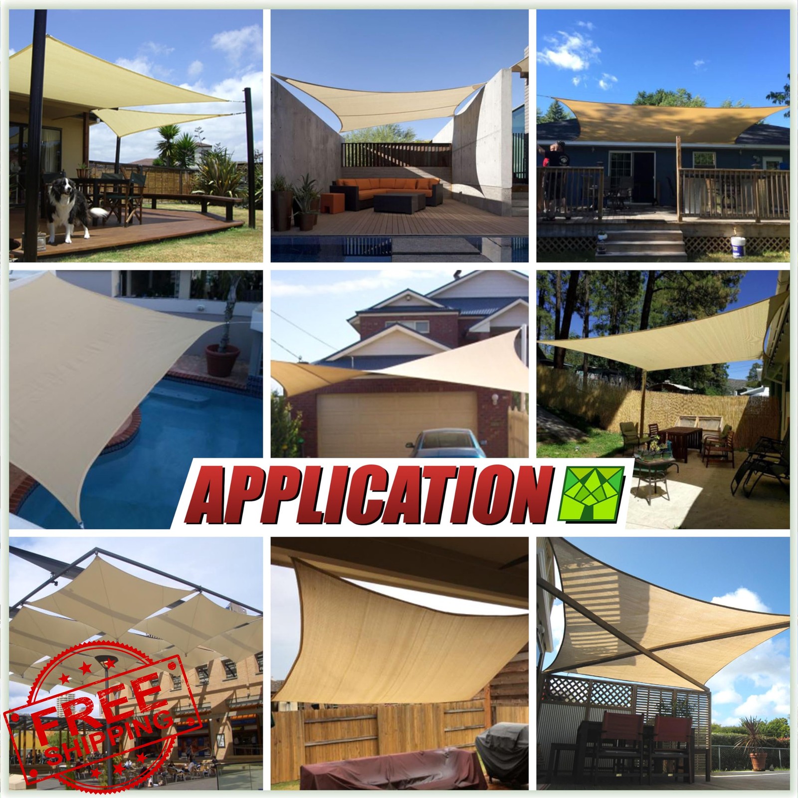 ColourTree 16'x20' BlueSun Shade Sail Rectangle, Heavy Duty UV Block