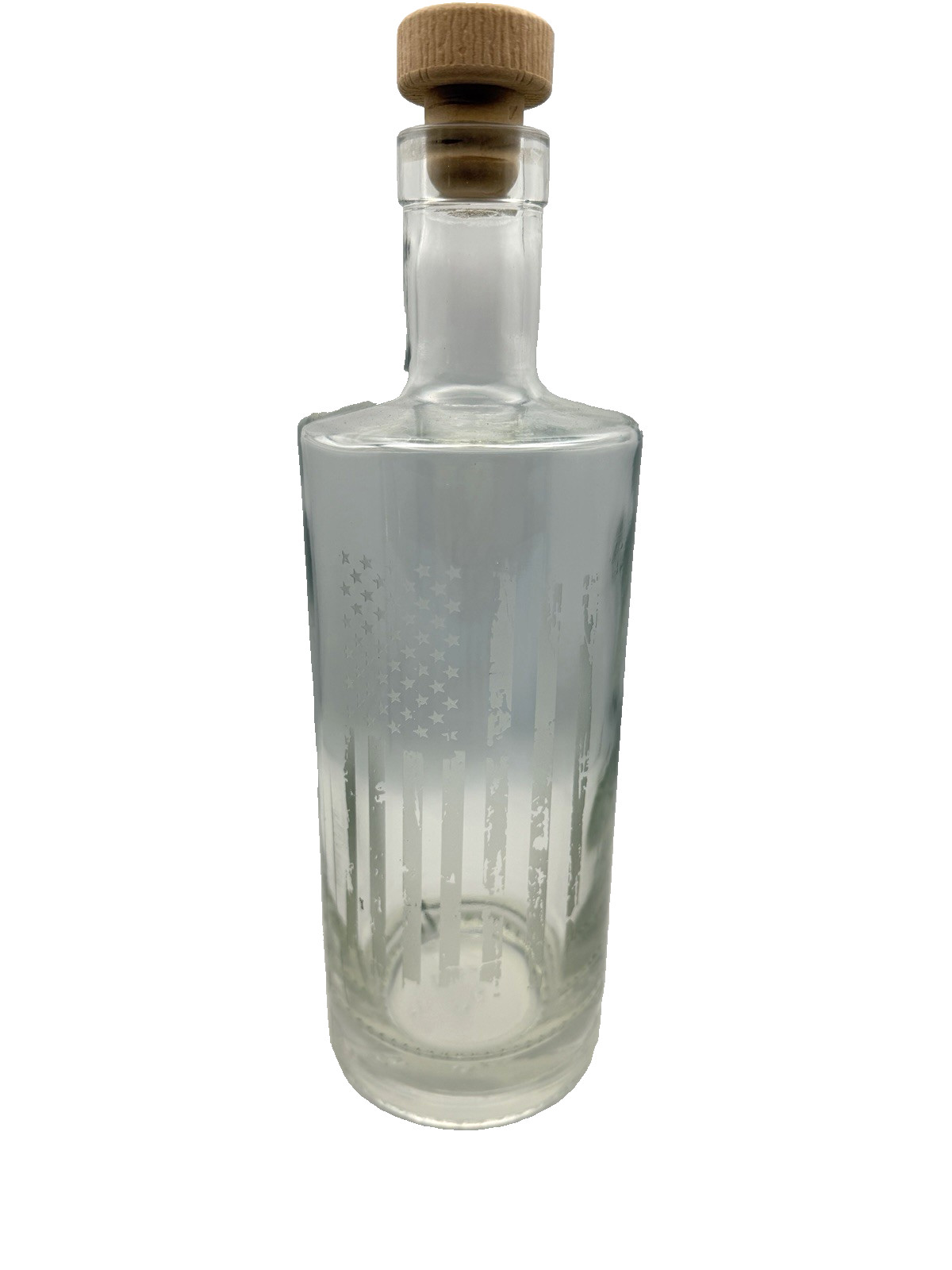 Glass Liquor Bottle American Flag Patriotic Bourbon Whiskey Decanter 10''