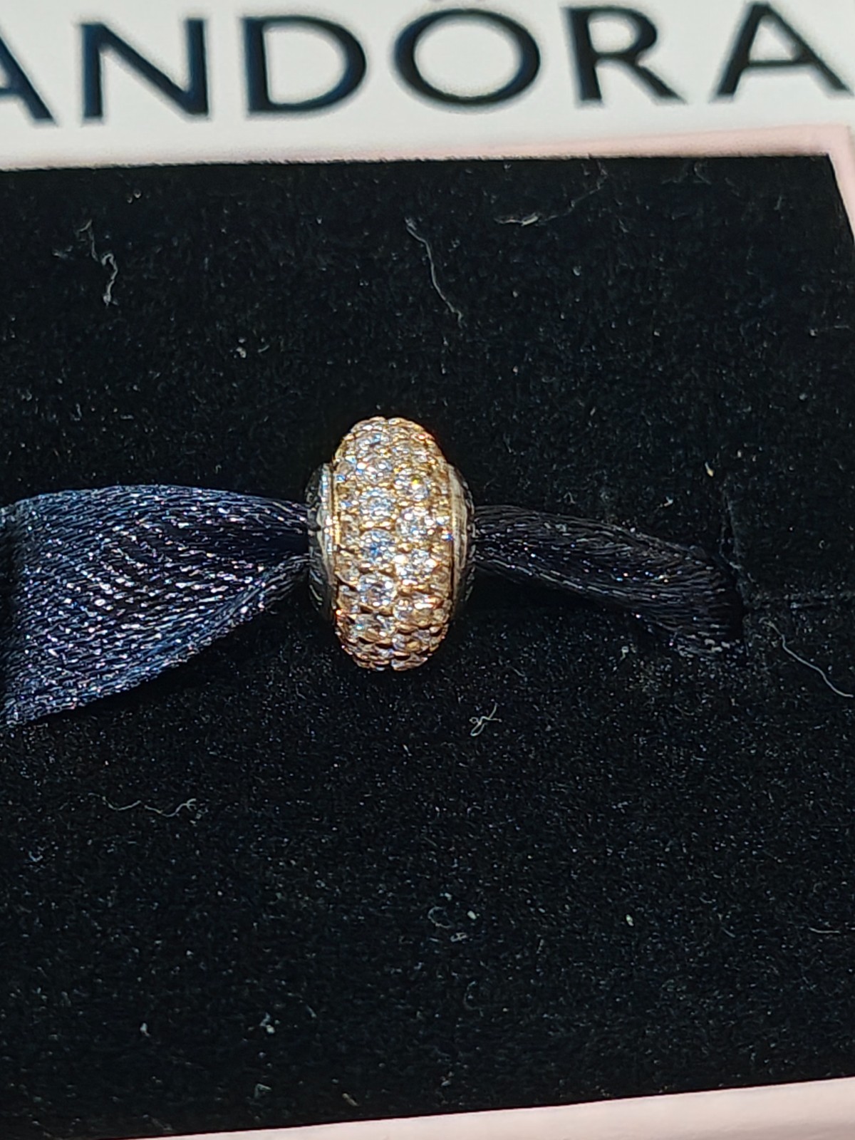 PANDORA *RETIRED SS & 14ktGold Stability ESSENCE Charm w/Clear Zirconia 796309CZ