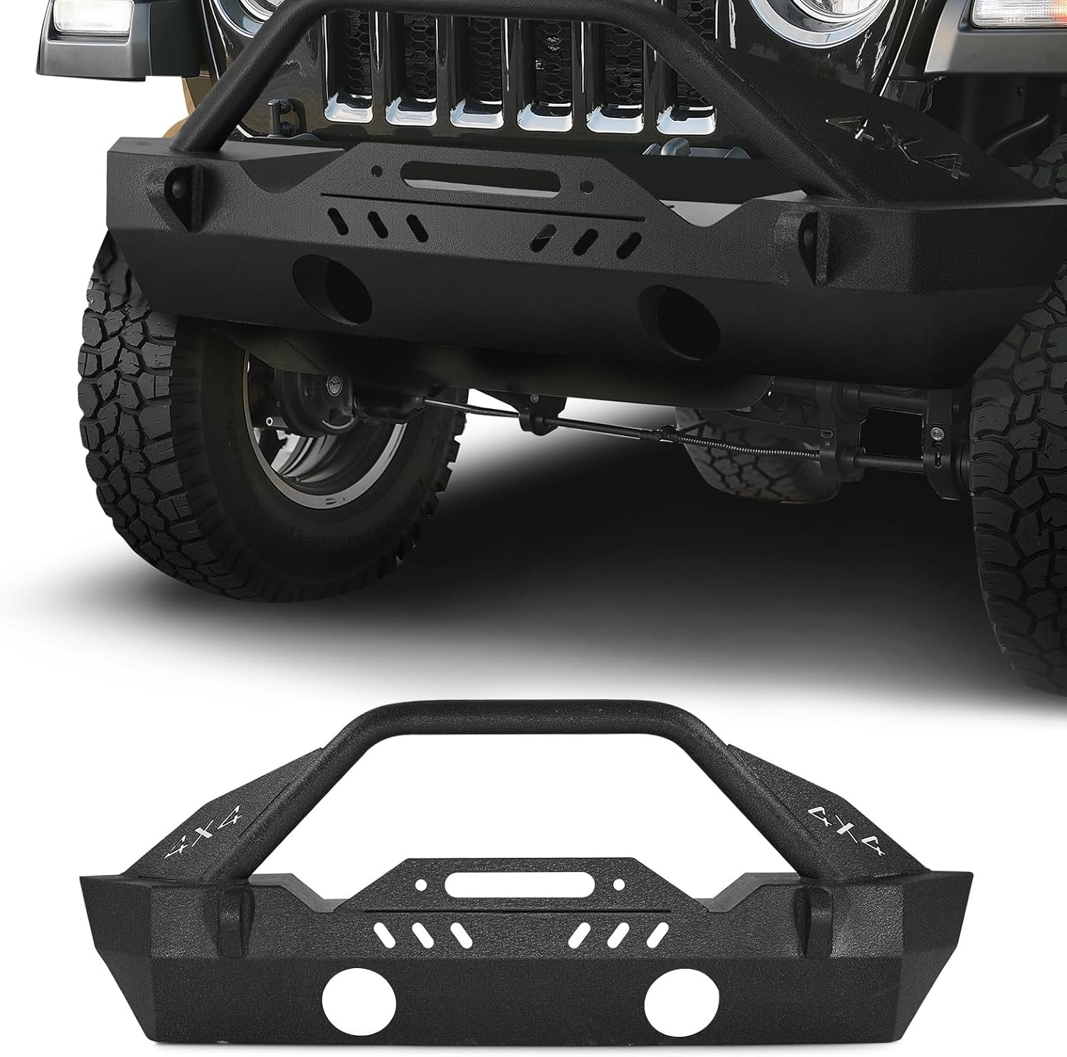 Front Bumper Compatible with 2018-2024 Jeep Wrangler JL JLU & Gladiator JT, Heav
