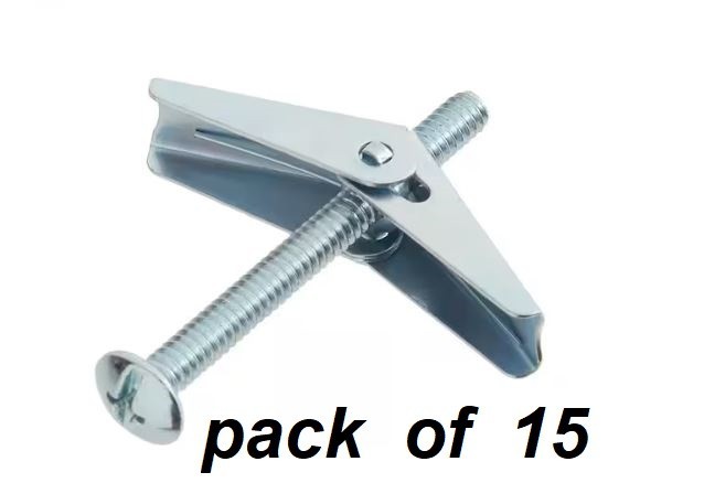 15 Pc Everbilt 3/16 in. x 2 in. Zinc-Plated Toggle Bolt with Mushroom Head Screw