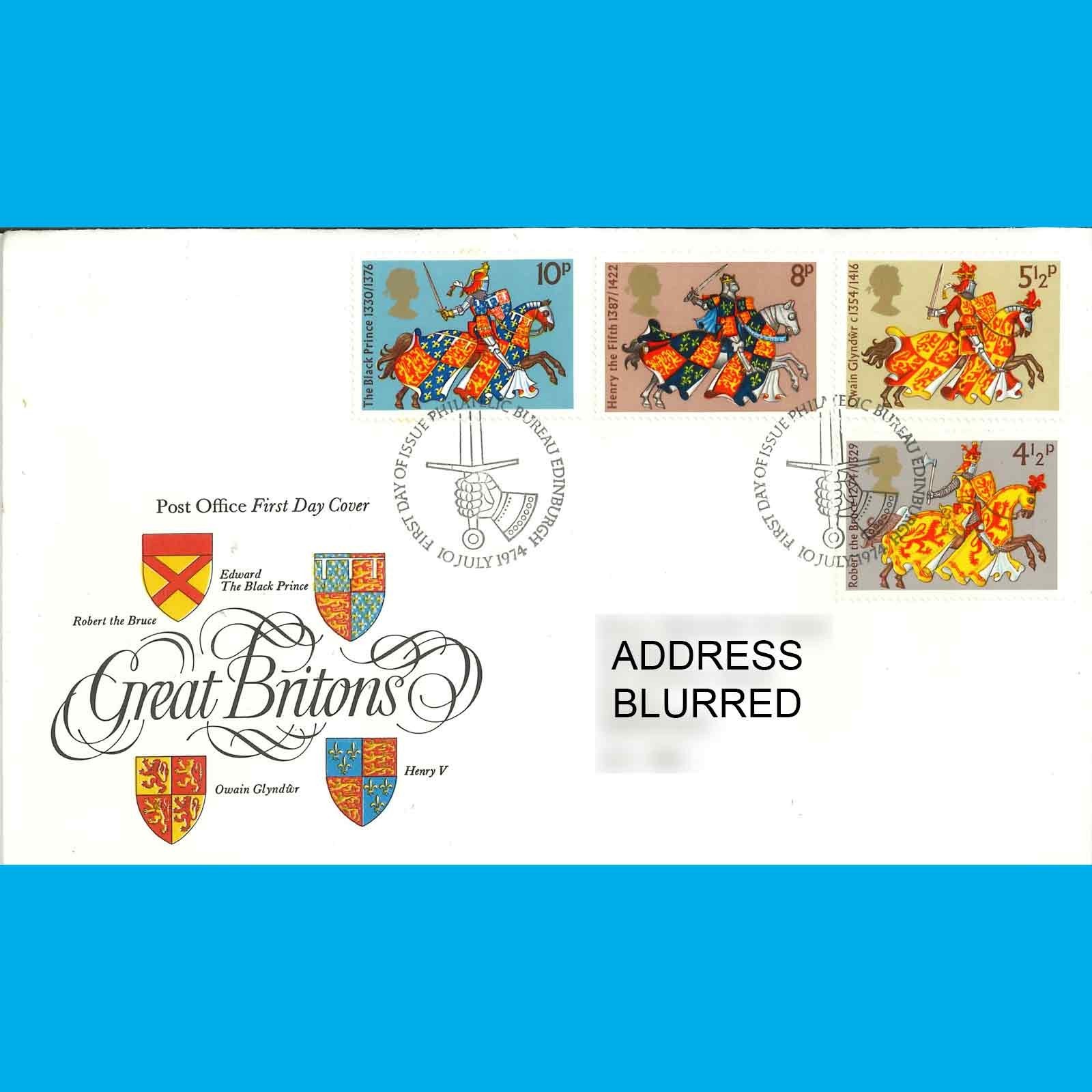 UK FDC Great Britons Commemorative Post Office First Day Cover Stamps, 10.7.1974