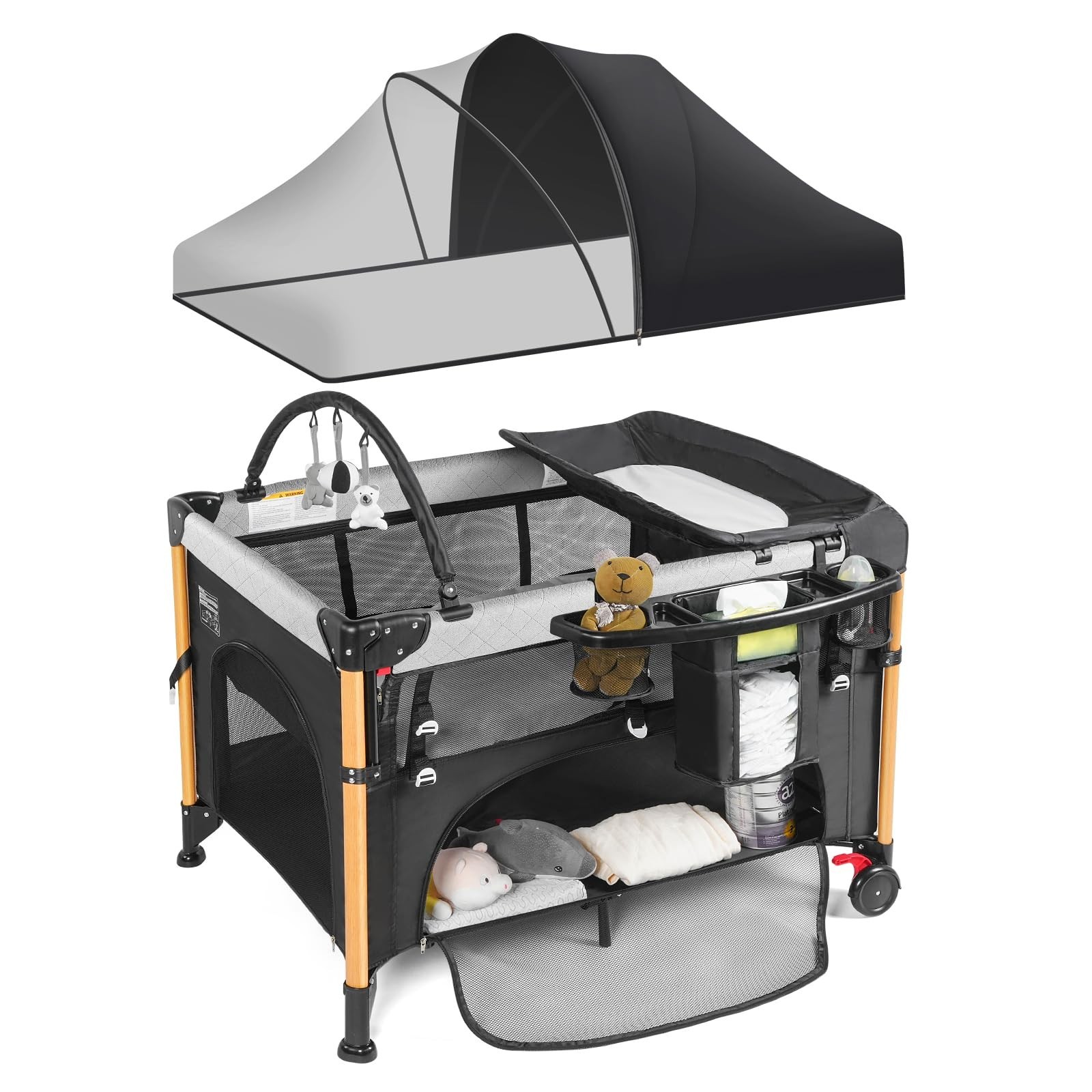 Baby Bassinet 5 in 1 Pack and Play,Baby Crib Adjustable Beside Sleeper One-Se...