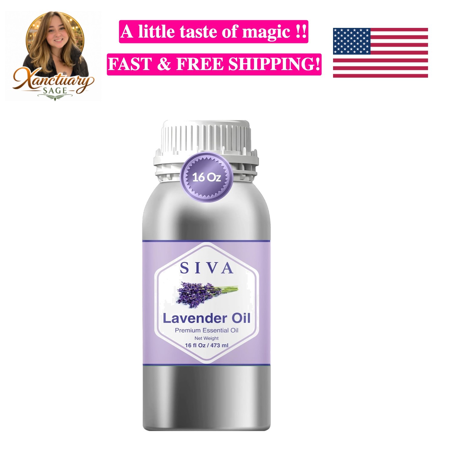 Siva Lavender Essential Oil – 16 Fl Oz – 100% Natural Lavender Oil - for Diff...