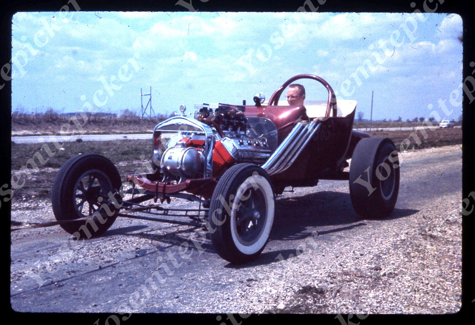 sl06 Original Slide 1961 man hot rod race car 794a