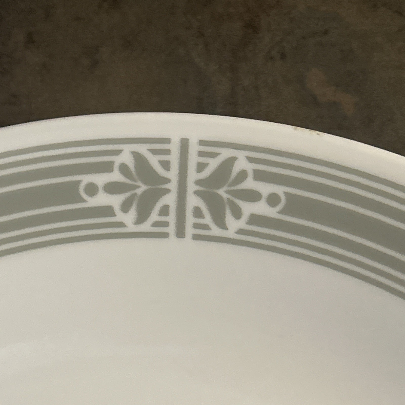 2 Glossy Prairie Garden Grey Corelle 10.25" Dinner Plates 1970 VTG Glossy