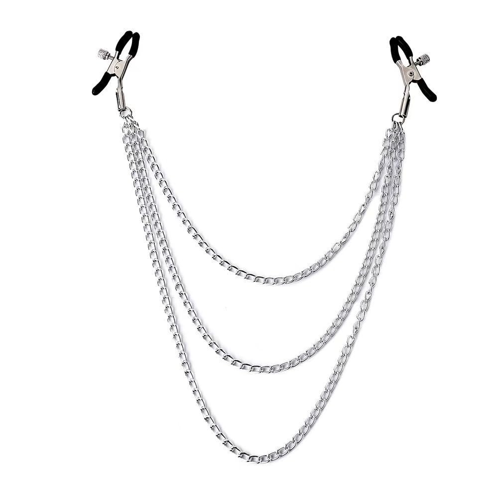 Nipple Clips Adjustable Pressure Body Chains Necklace One Size, Silver 