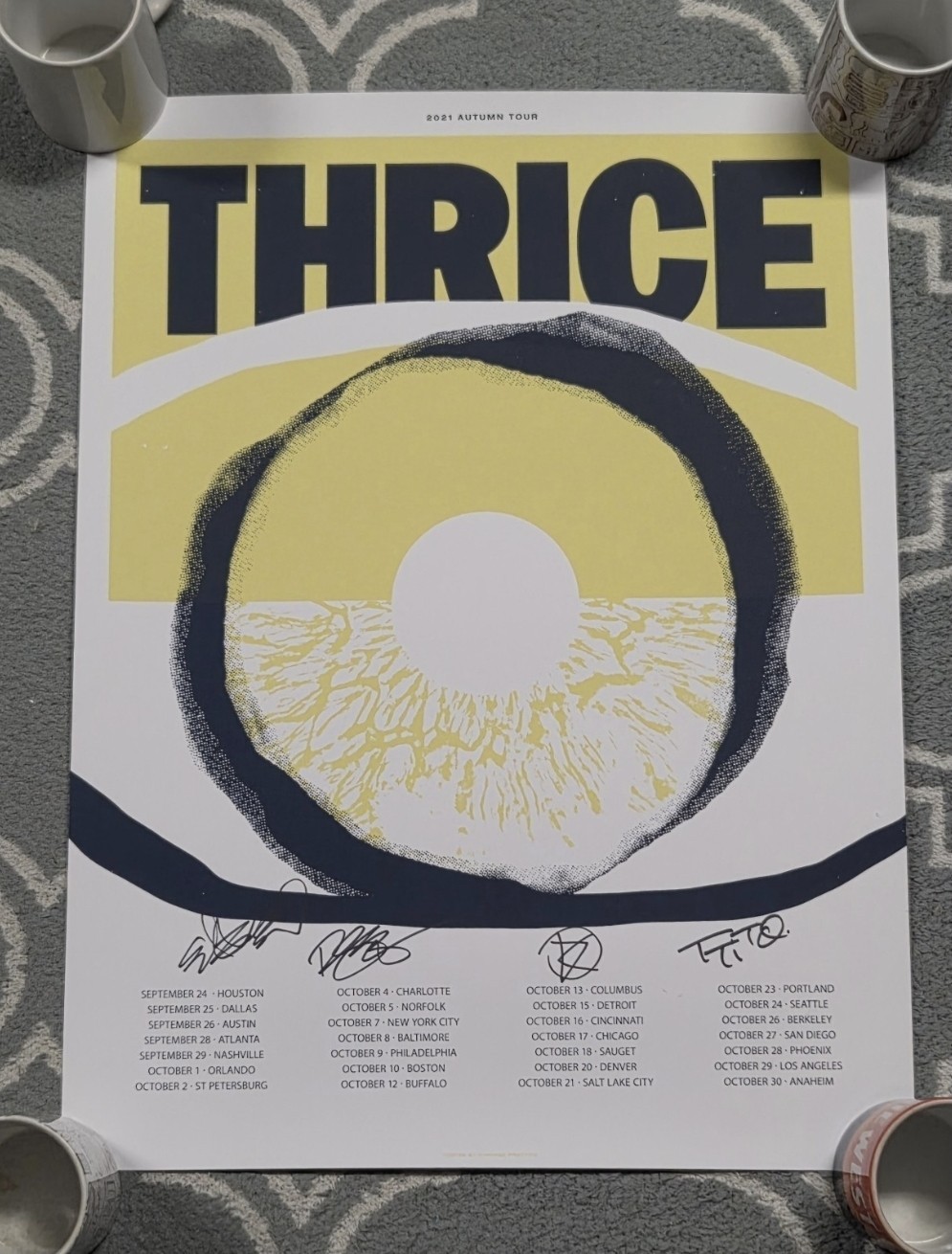 SIGNED Thrice Autumn 2021 Tour Poster 18x24" - Autographed Limited Edition 4 Sig