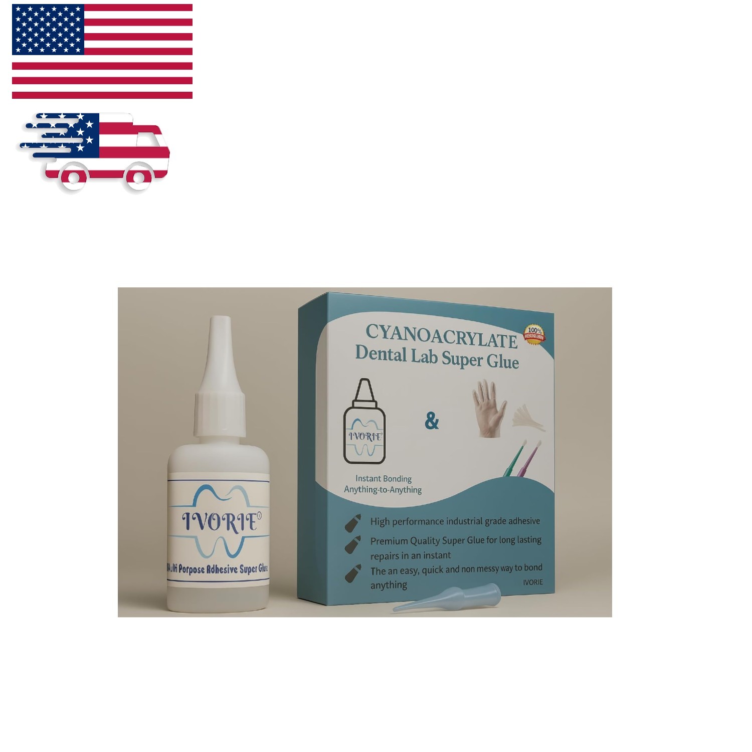 High Performance 1oz Glue for Dental Lab - Bonds Acrylic, Metal, Plastic