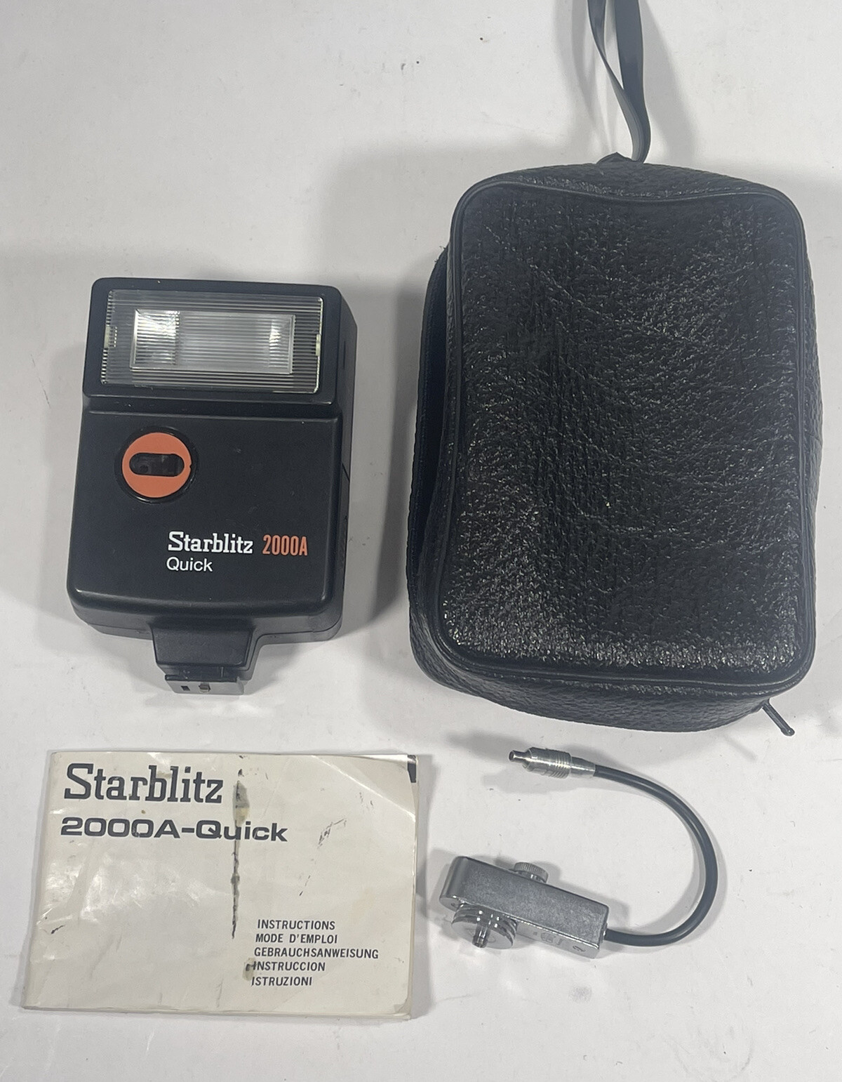 Camera Flash Starblitz 2200A-Quick, Bag, Adapter, Manual 80s Japan Vintage Retro