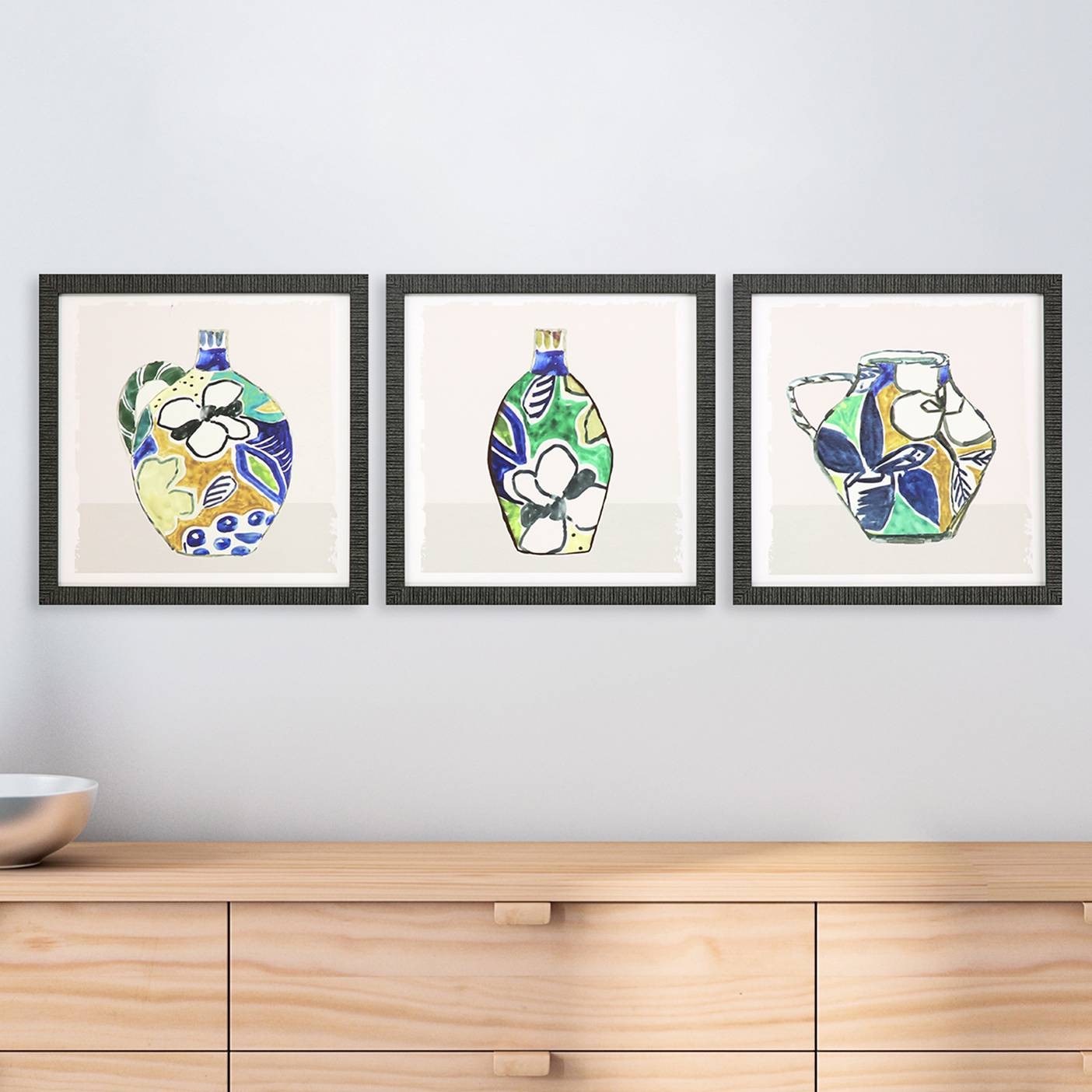 Picasso Vase 18" Square 3-Piece Giclee Framed Wall Art Set