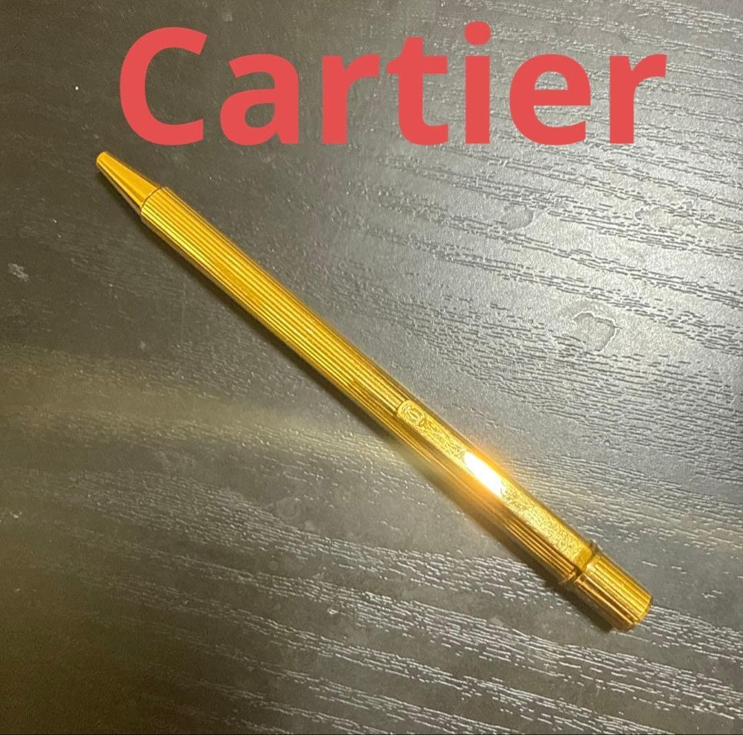 Cartier Twist Ballpoint Pen Gold Color Writing Confirmed