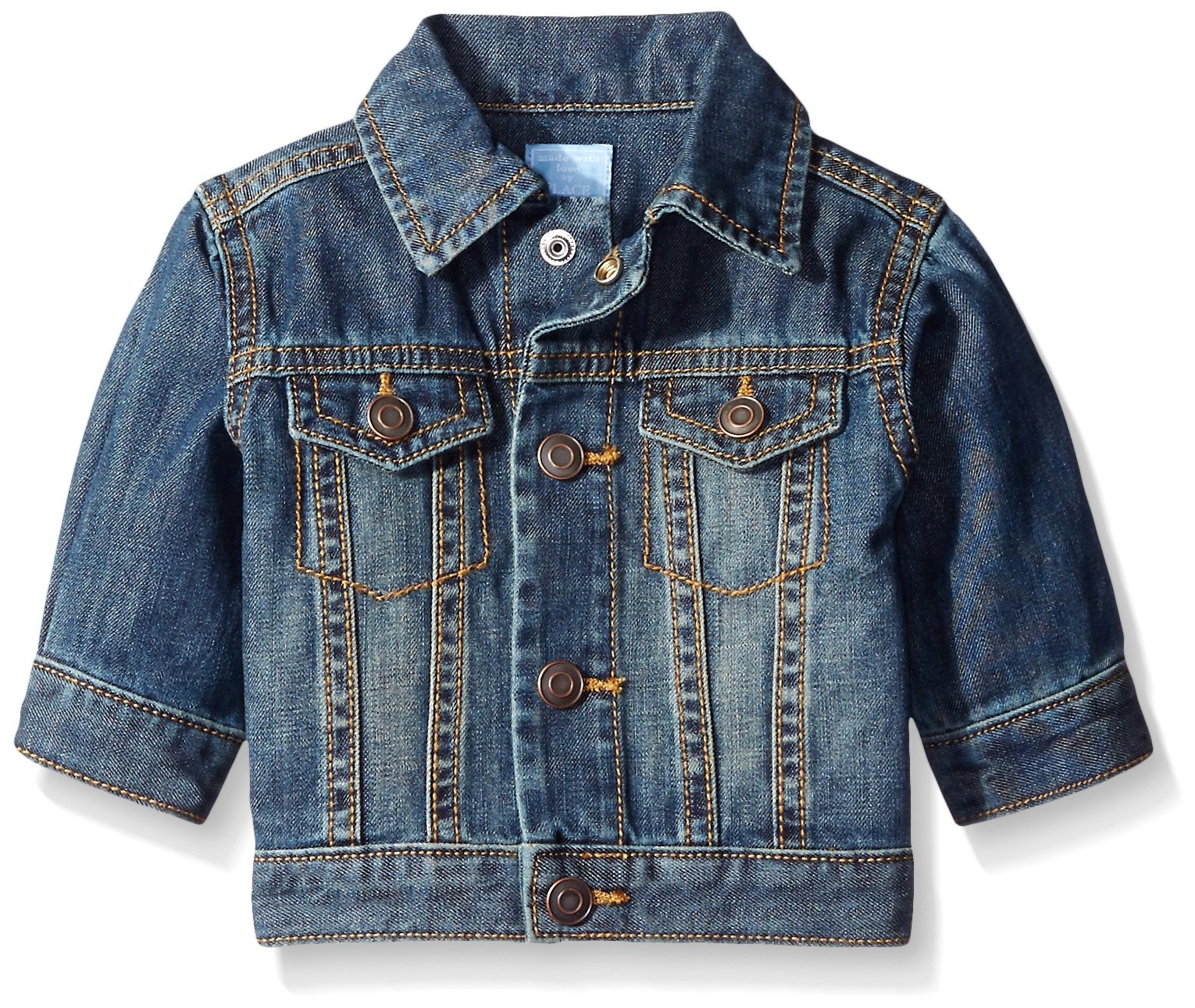 Baby Toddler Boys Denim Jackets, Dark Wear Wash Blue, 6-9 Months