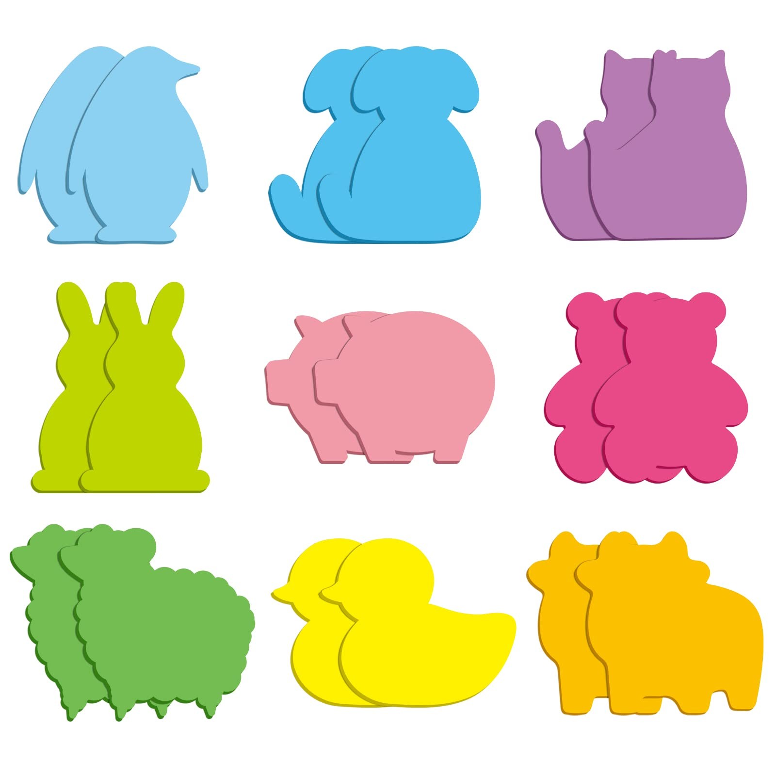 540 Pieces Cartoon Animal Sticky Notes 9 Color Bright 7 x 6 cm, Multicolor 