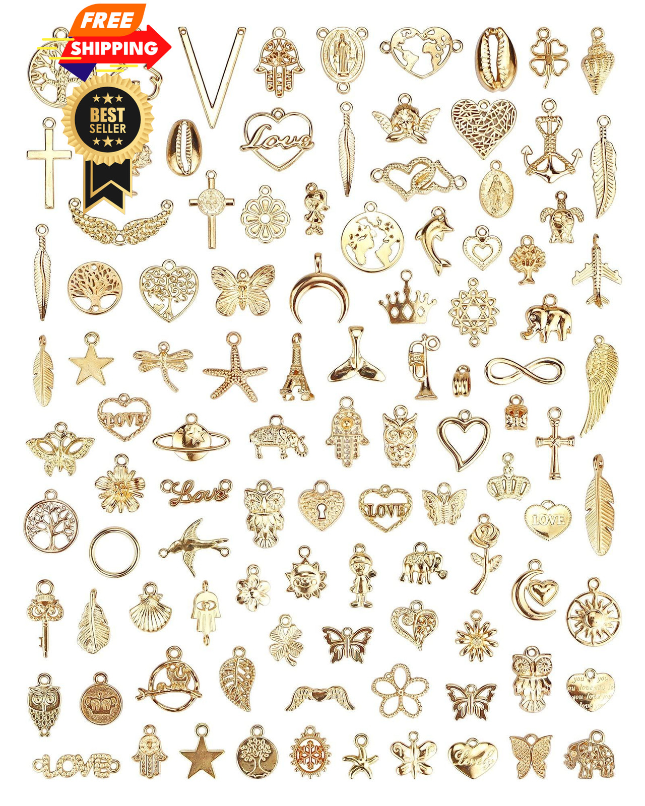 YETOOME 100 Pcs Wholesale Bulk Lots Jewelry Making Small, golden, kc gold 