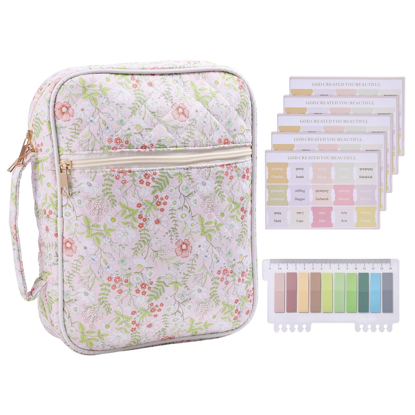 Patchwork Floral Bible Cover Case for Women Bible Tote Bags Organizer Quilted...