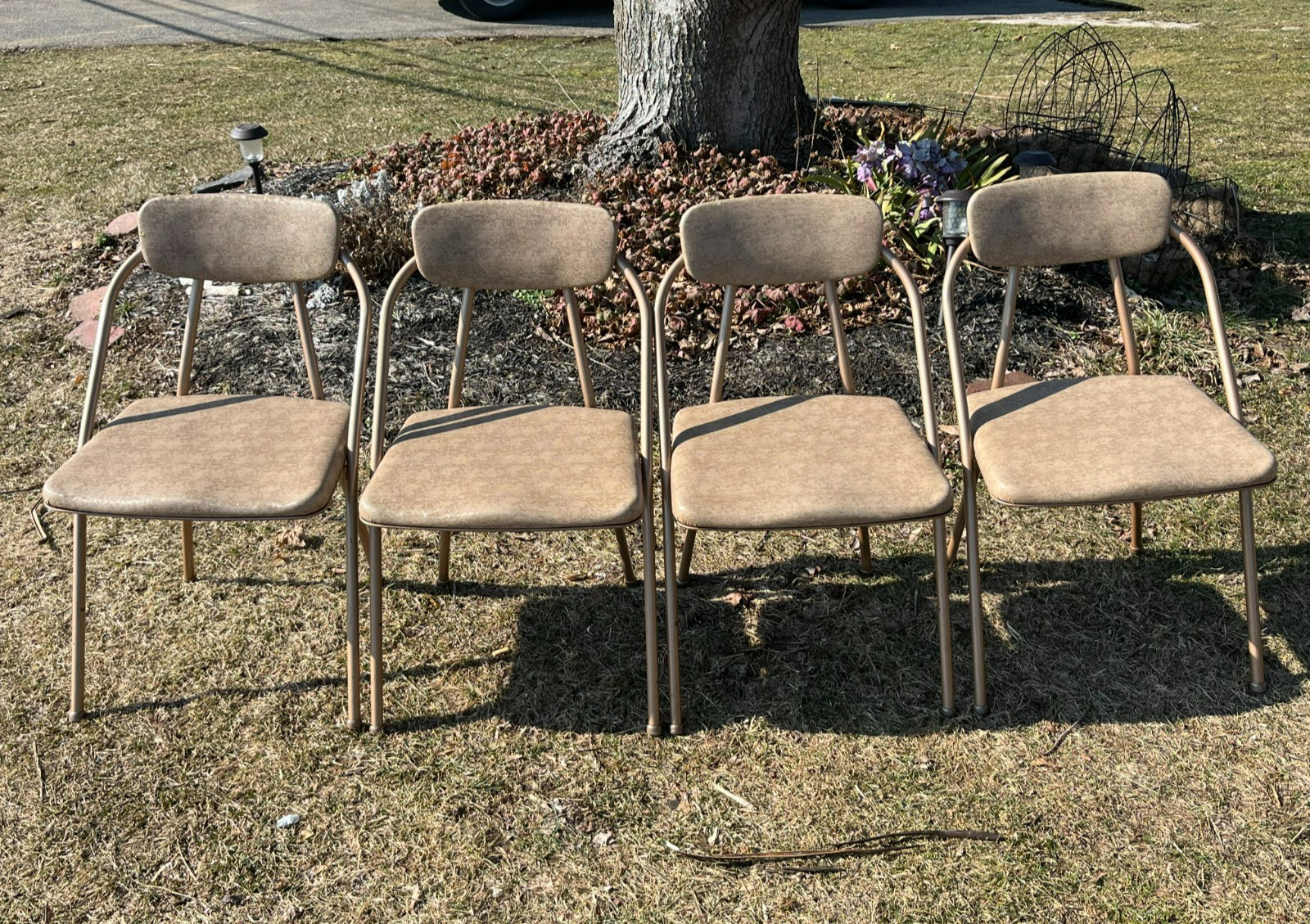 4 STYLAIRE MID CENTURY MODERN 1950’s COSCO METAL FOLDING CHAIRS MCM