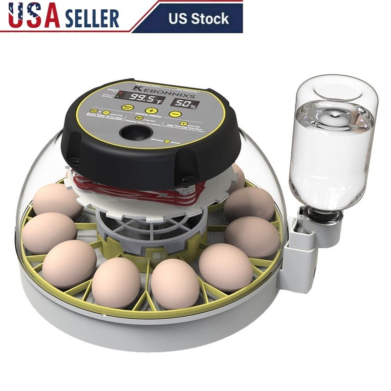 Automatic Egg Incubator W/ Humidity Display Built-in Candler Stable Temperature