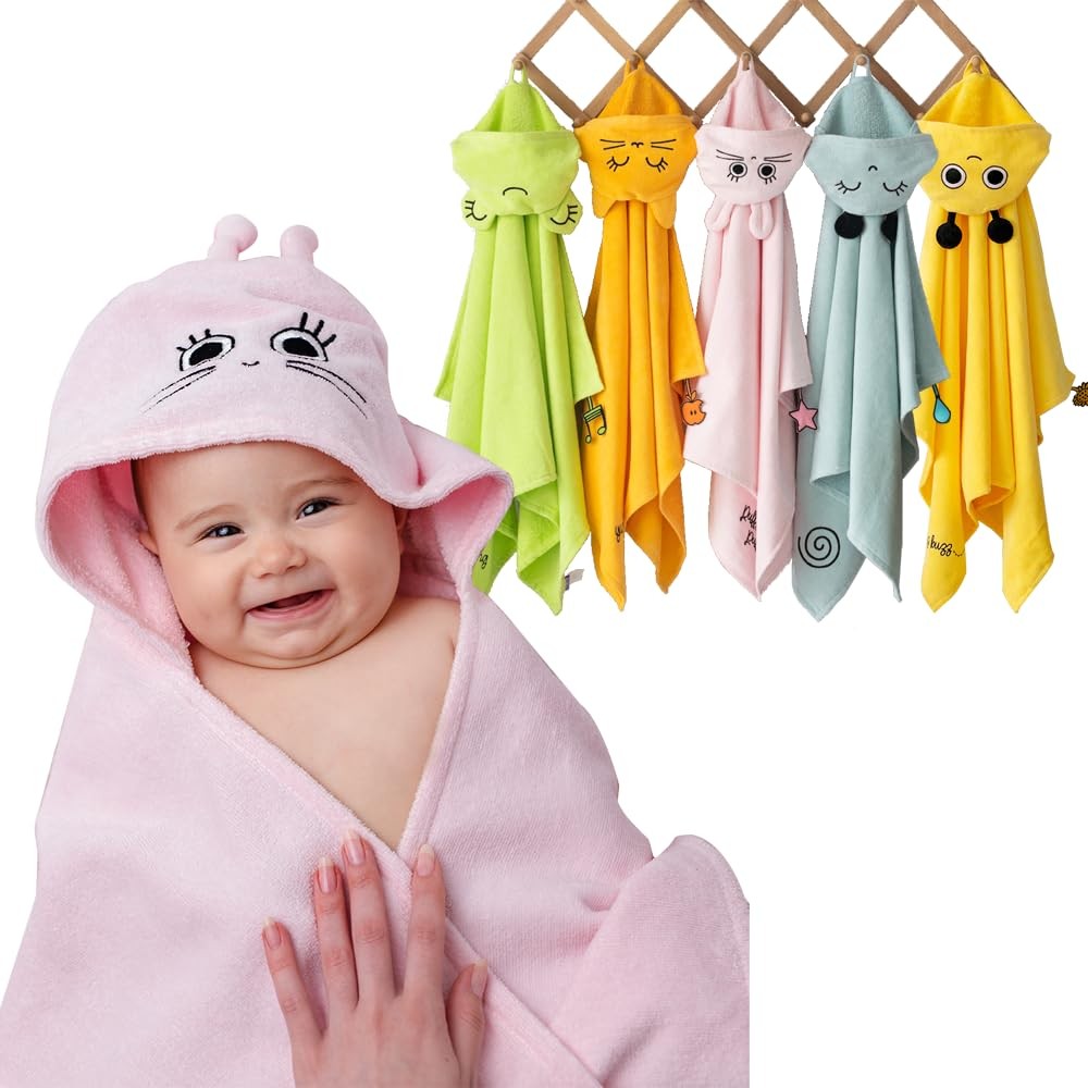 Milk&Moo Baby Hooded Towel, 100% Organic Turkish Cotton, Ultra Absorbent Bath...