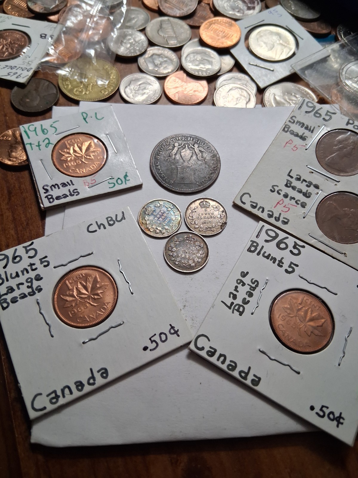 CANADIAN LOT 1816 HERO OF UPPER CANADA 1891,1910,1917 Five Cent Silver,& 1965 1c