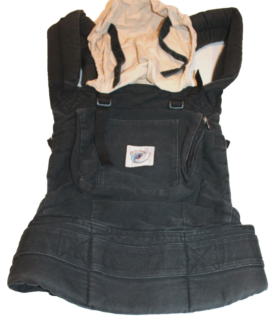 Ergobaby hands free baby carrier with hood black & tan