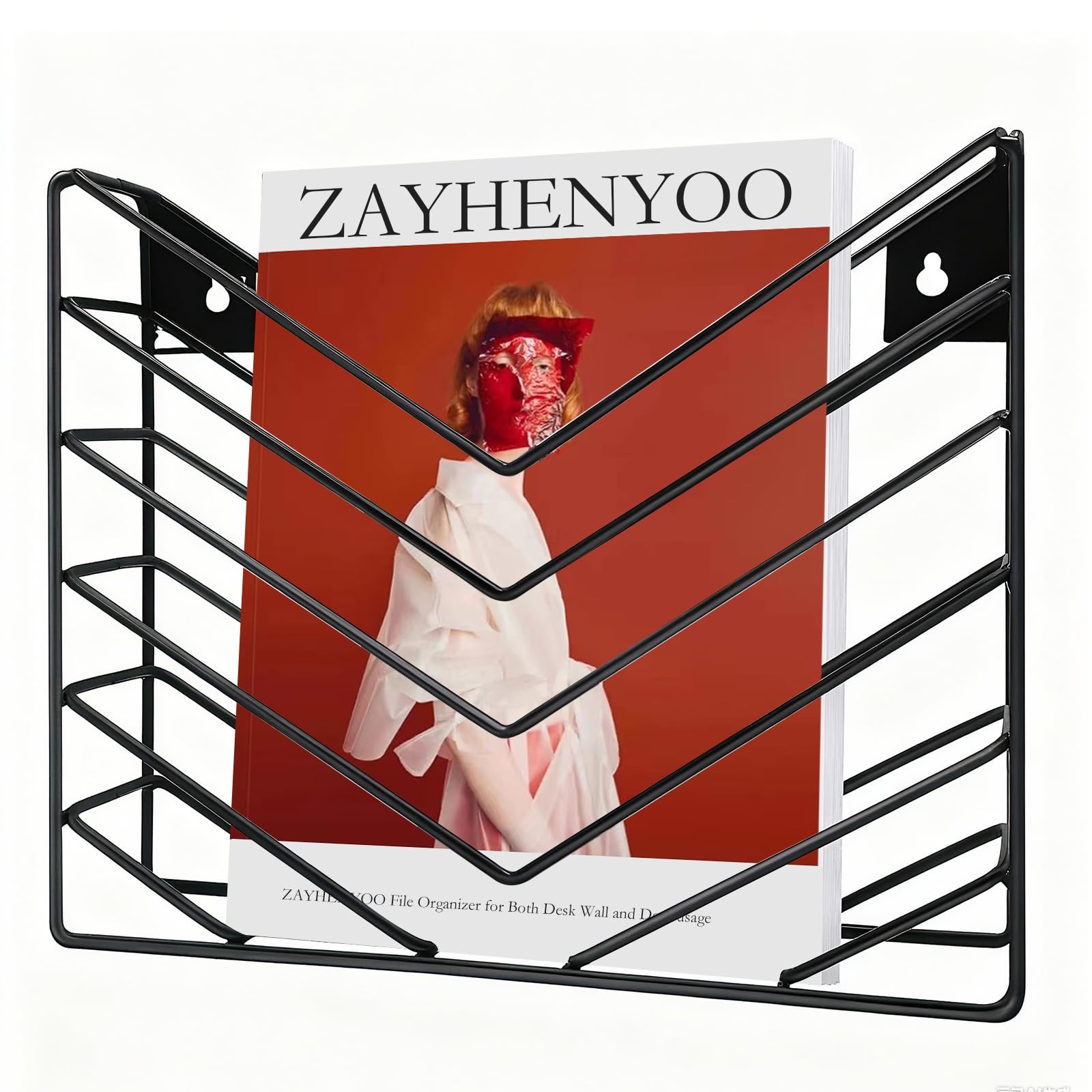 ZAYHENYOO Hanging Wall File Organizer, Mount Magazine Rack Black 