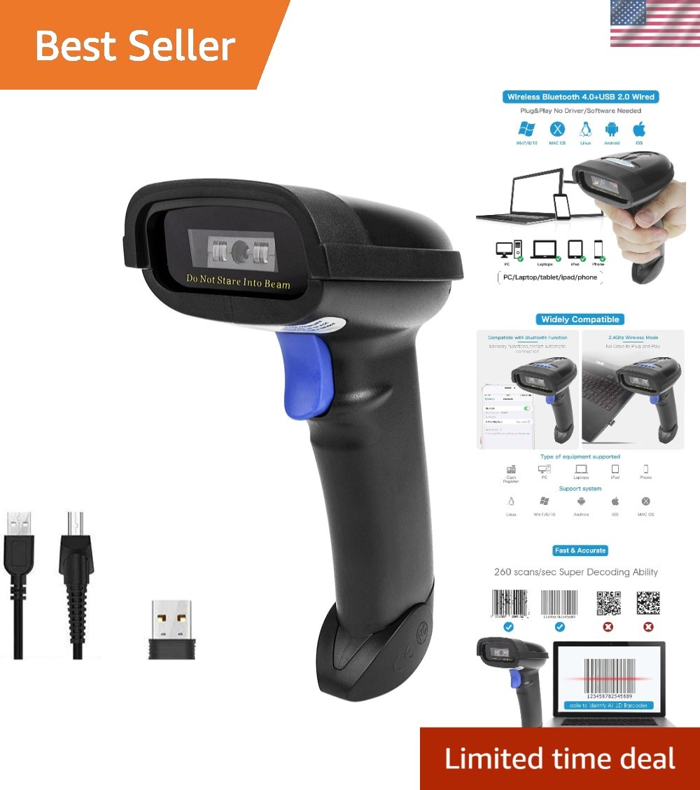 High-Performance NT-1228BC Bluetooth Barcode Scanner - 100,000 Barcode Storage