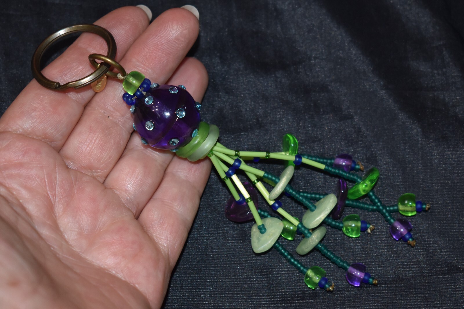 Vintage ORNA LALO Keyring Keychain Acrylic Multicolor 5"