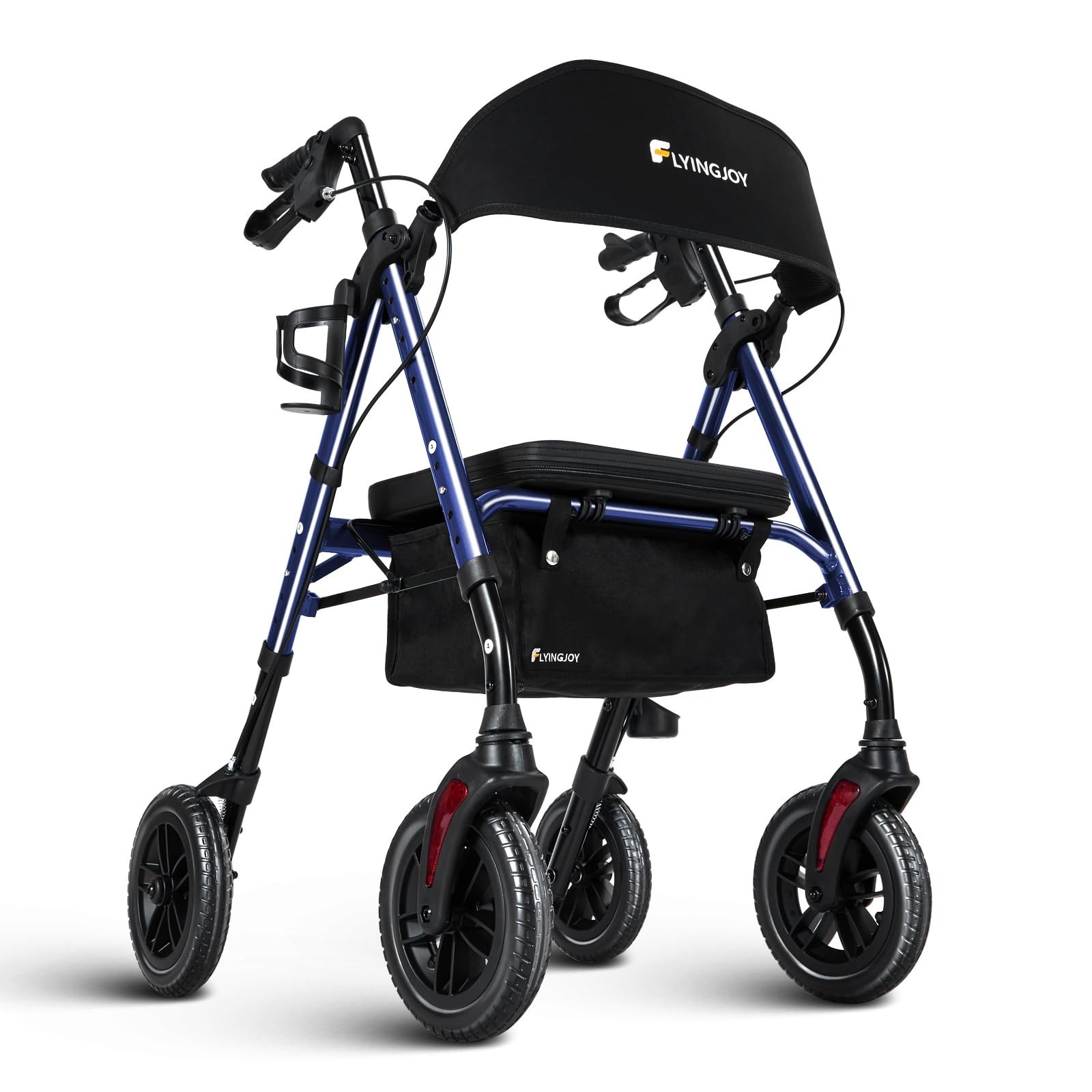 Lightweight Rollator Walker with Seat for Seniors - Royal Blue, One-Hand Fold...