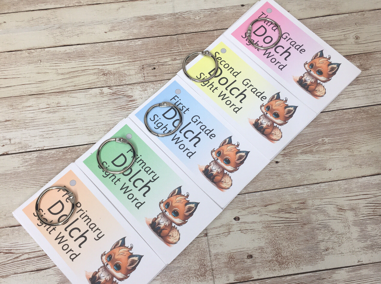 220 Word Complete SetLiteracy Learning Resource Dolch Sight Word and 5 Rings