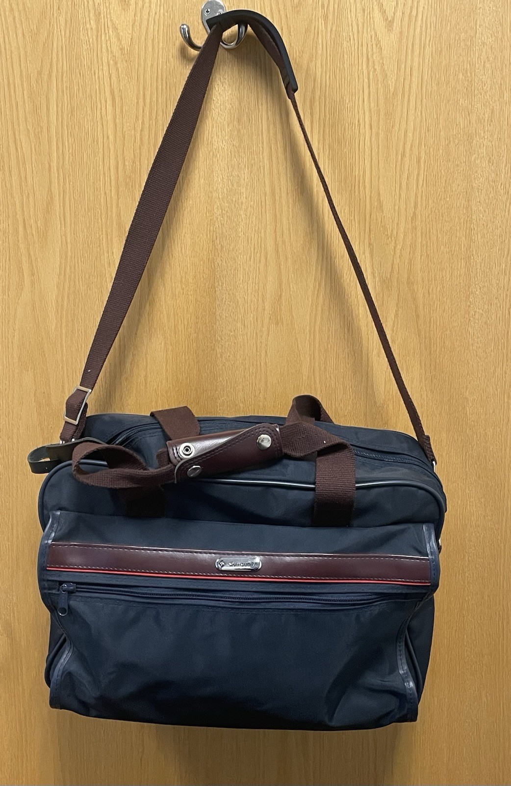 Vintage Samsonite Sidekicks 2 Business Attache Nylon Carry On Bag Leather Trim