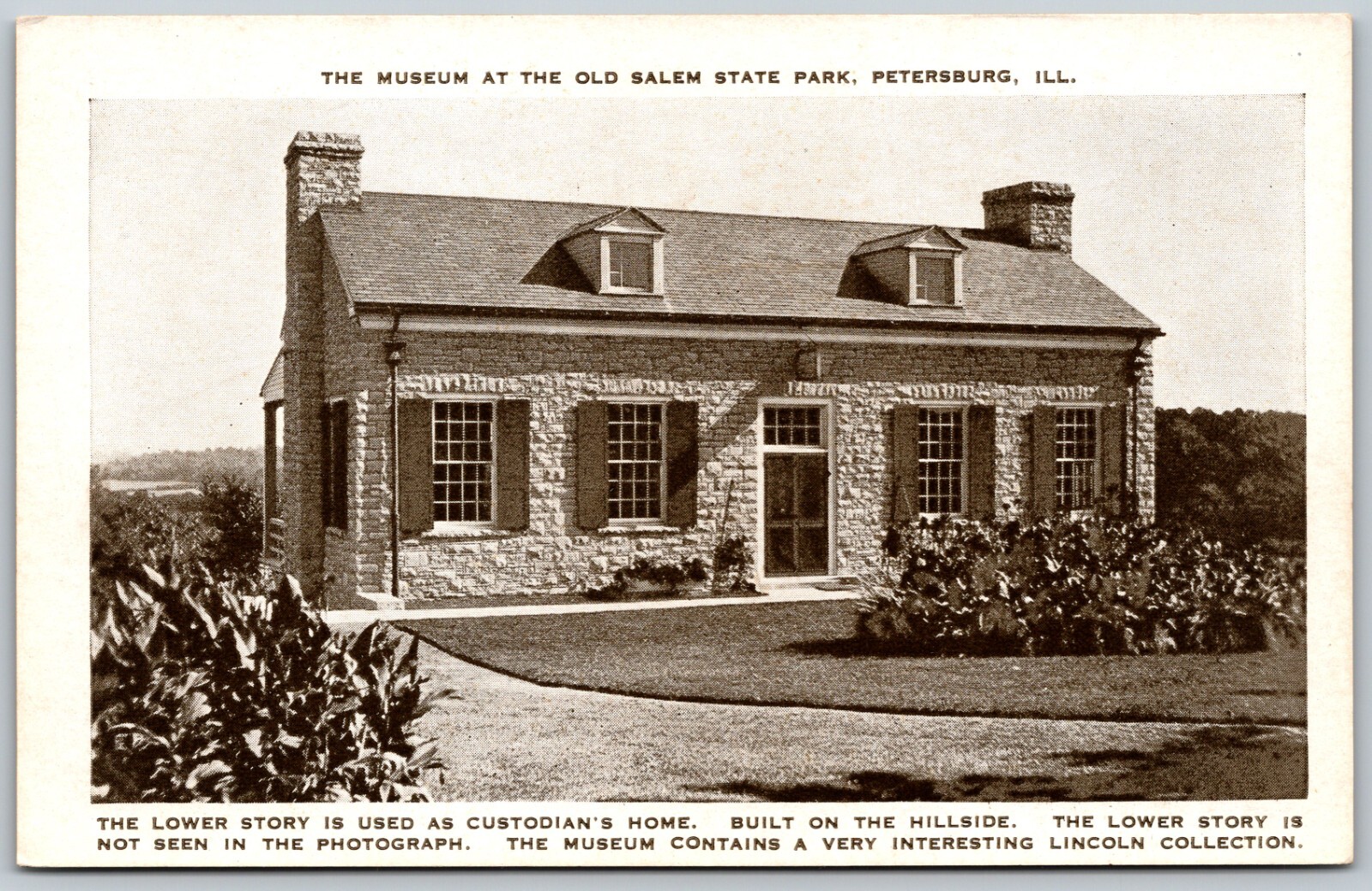 Museum at the Old Salem State Park PETERSBURG Illinois ANTIQUE Postcard
