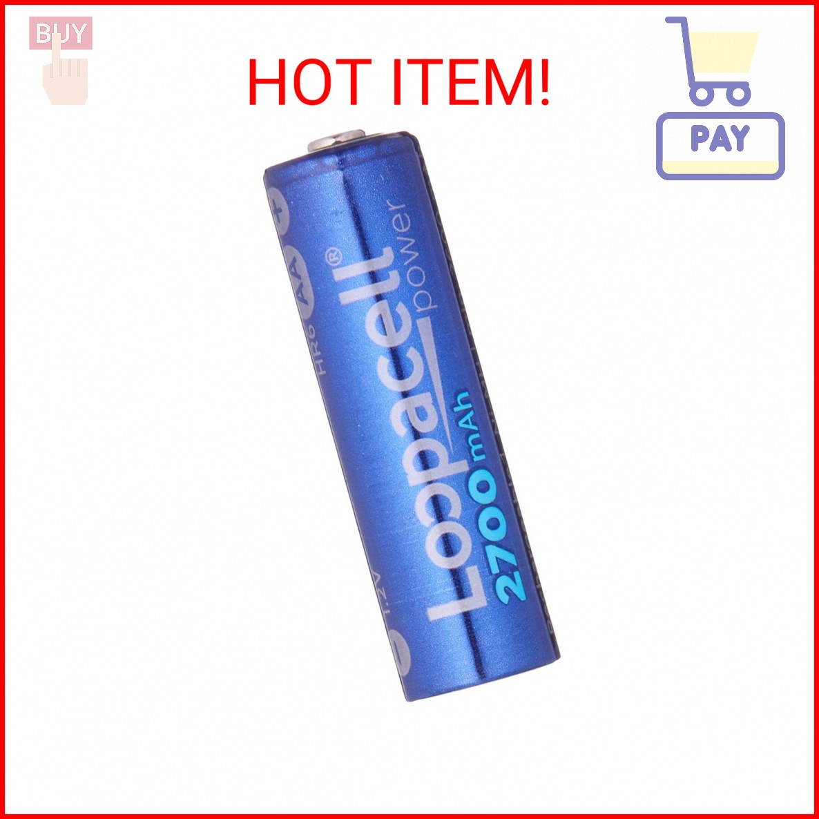 Loopacell AA Ni-MH 2700mAh Rechargeable Batteries (Pack of 8)