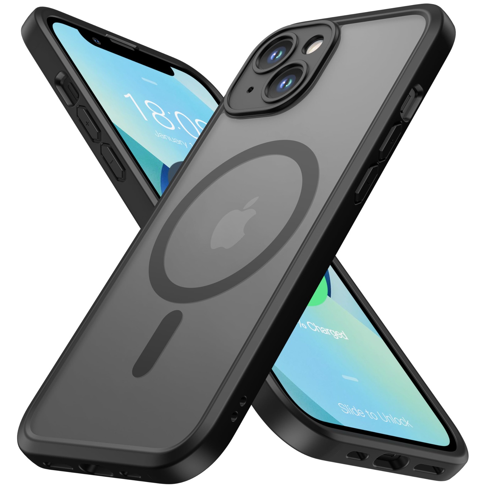 IPhone 13 Magnetic Guard Slim Matte Case Black ImpactStrong Designed Camera