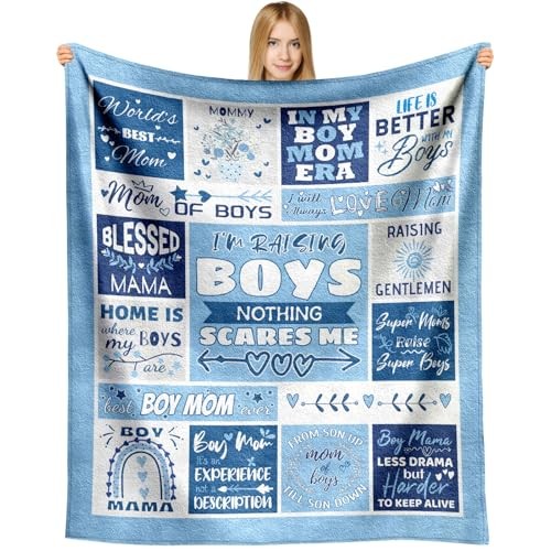 Christmas Boy Mom Gifts, Birthday Gift for Boy Mama, Blue-Boy Mom 60" x 50"