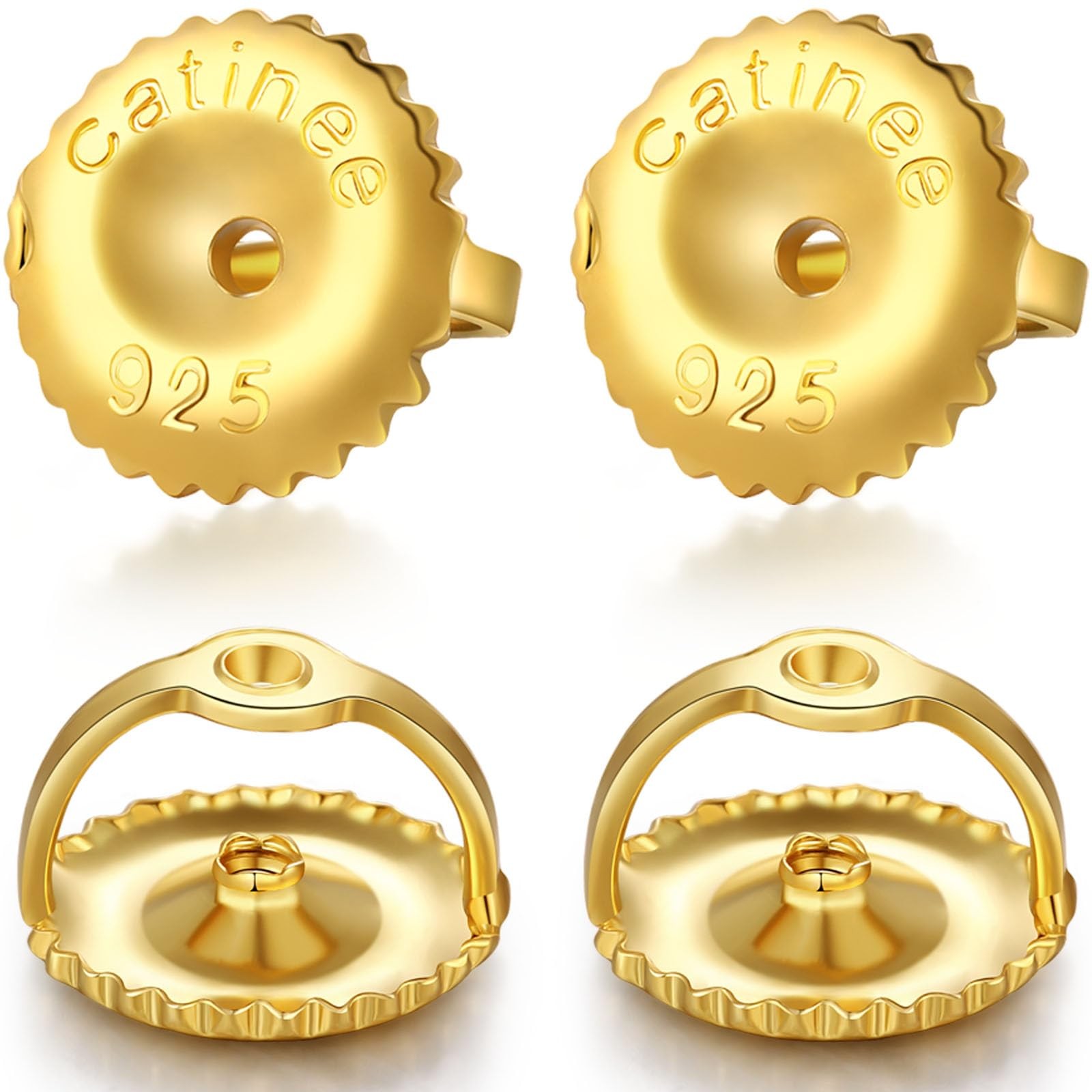 Catinee 2Pairs Gold Screw Earring Backs POST .032", 2pairs gold 