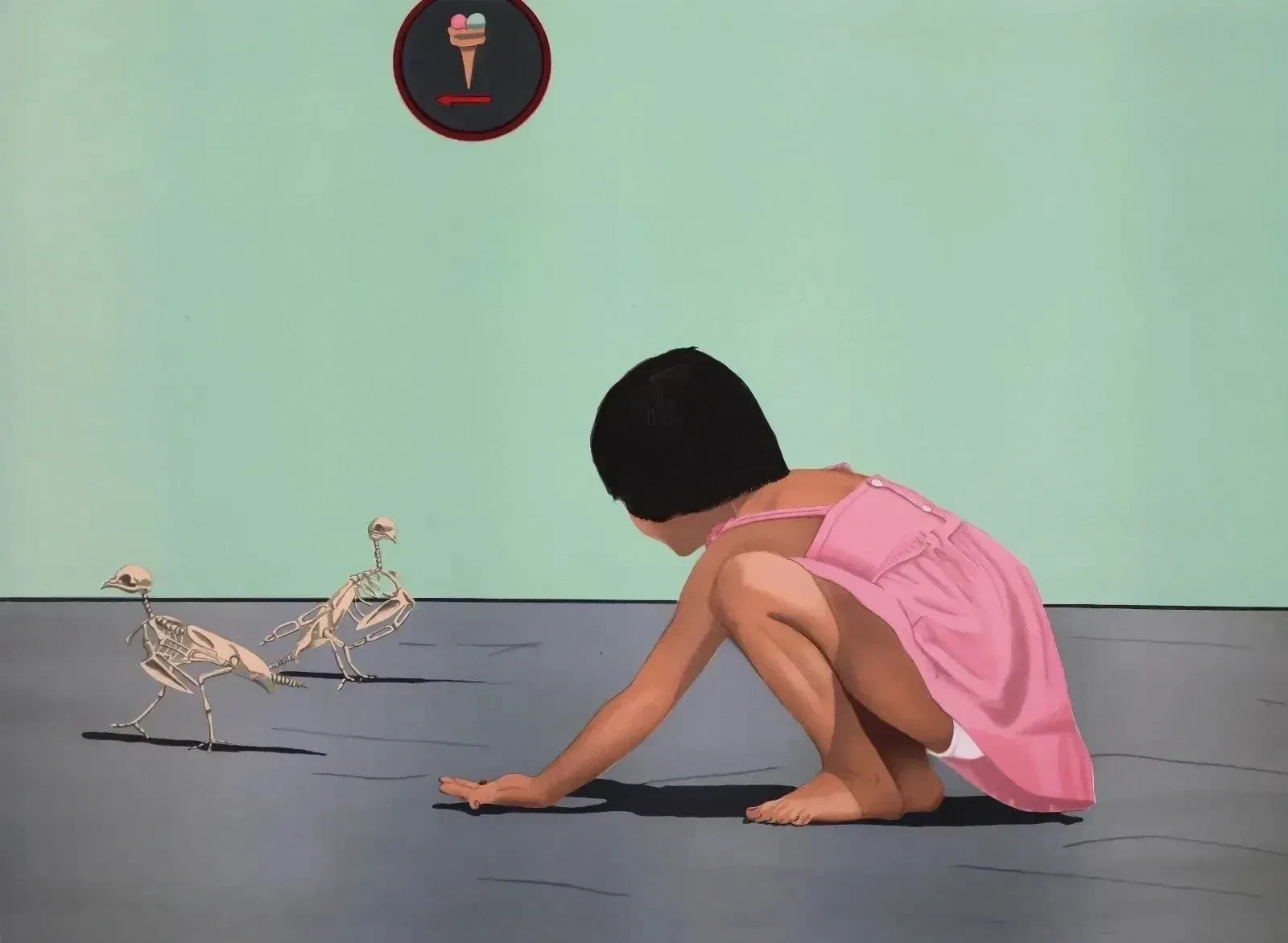 Jacques DETRAIT : Jeune Fille et les oiseaux, LITHOGRAPHIE signée, 250ex