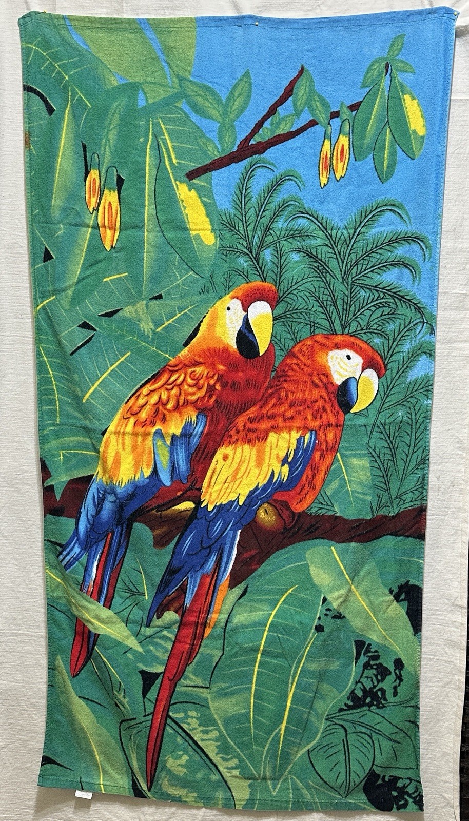 Jungle Oversized Big Beach Pool Bath Towel Tropical Cotton Parrots 30"W56"L