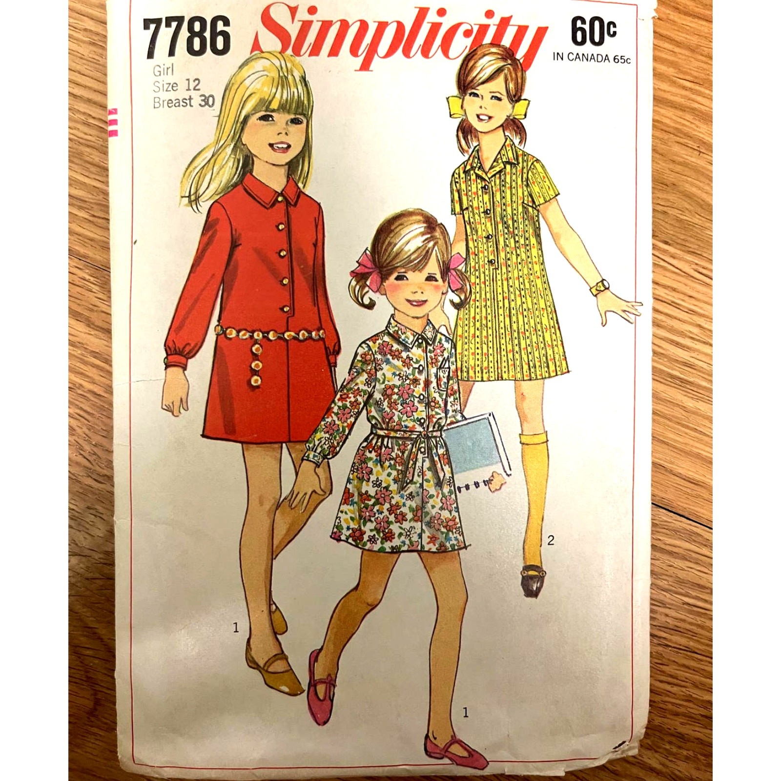 Vintage 1960s Simplicity 7786 Sewing Pattern Size XS 12 Shirt Dress COMPLETE