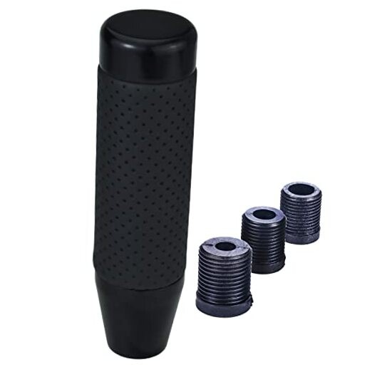  5" Long Shift Knob Manual Shifter Lever Handle Leather Alloy Car Gear Black