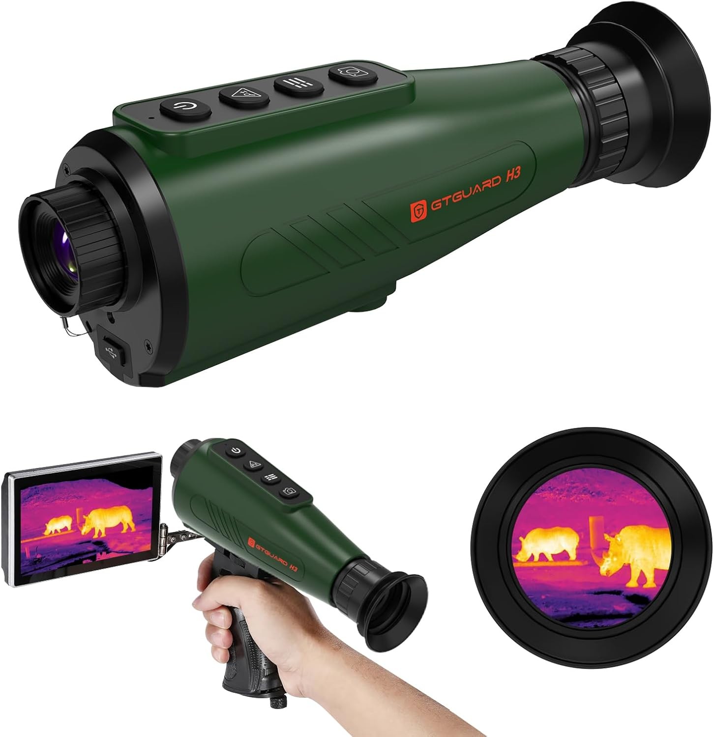 H3 384 x 288(50Hz) 12µm IR Resolution Thermal Monocular for Hunting with AISR US