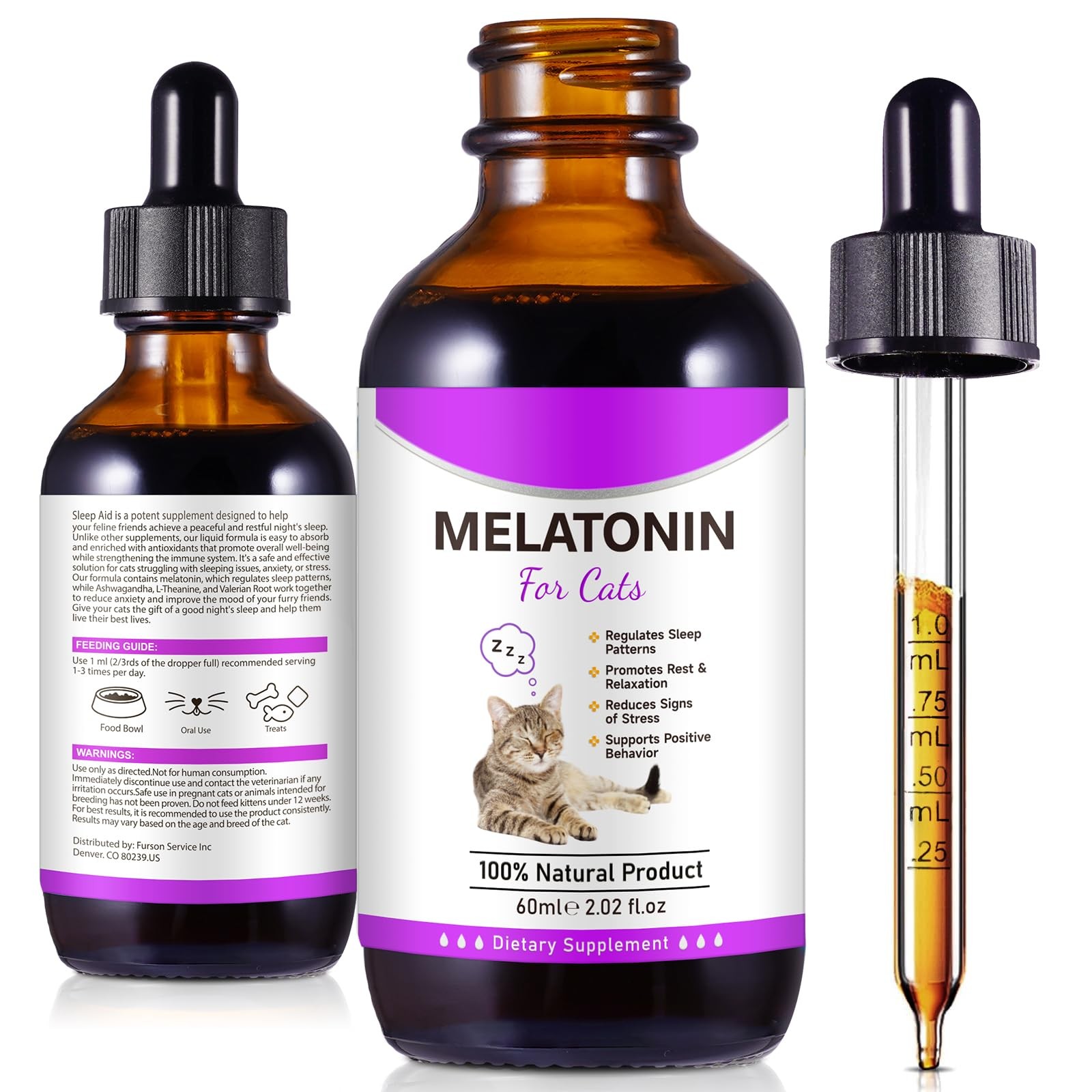 Melatonin for Cats - Cat Calming Treats- Cat Sedative for Grooming - Helps to...