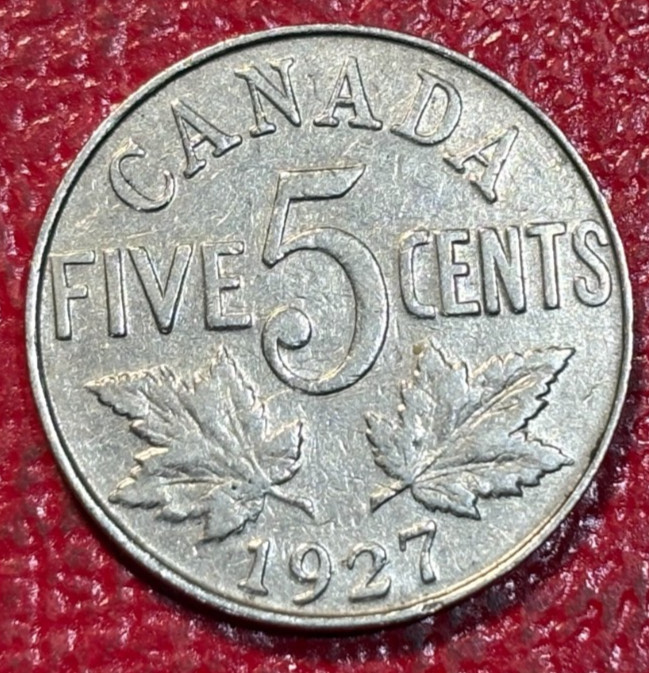 VG/FINE DETAILS  1927 CANADIAN CANADA NICKEL 5 CENTS-LIGHT SCRATCHES-FEB141