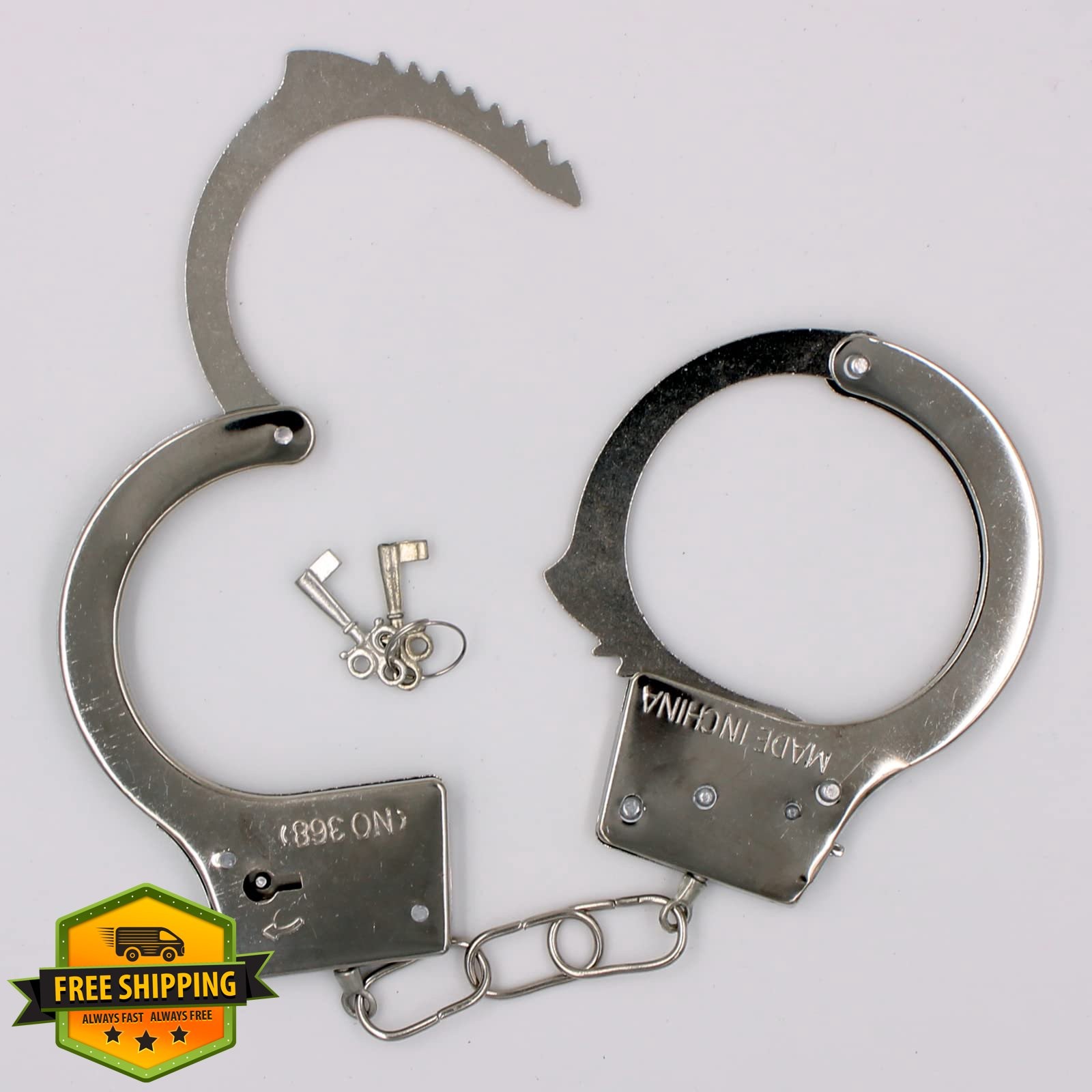 3pc Kids Metal Handcuffs Toy Key Swat Police Role Play Party Supplies