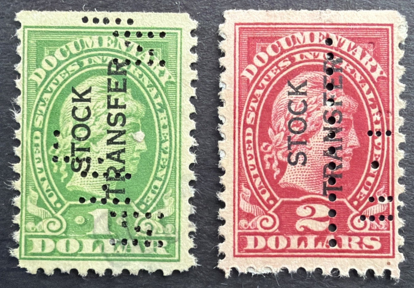 US 1928 Sc# RD30-RD31 Lot of 2 Used Stock Transfer Perf. 10 w/Perf Initials