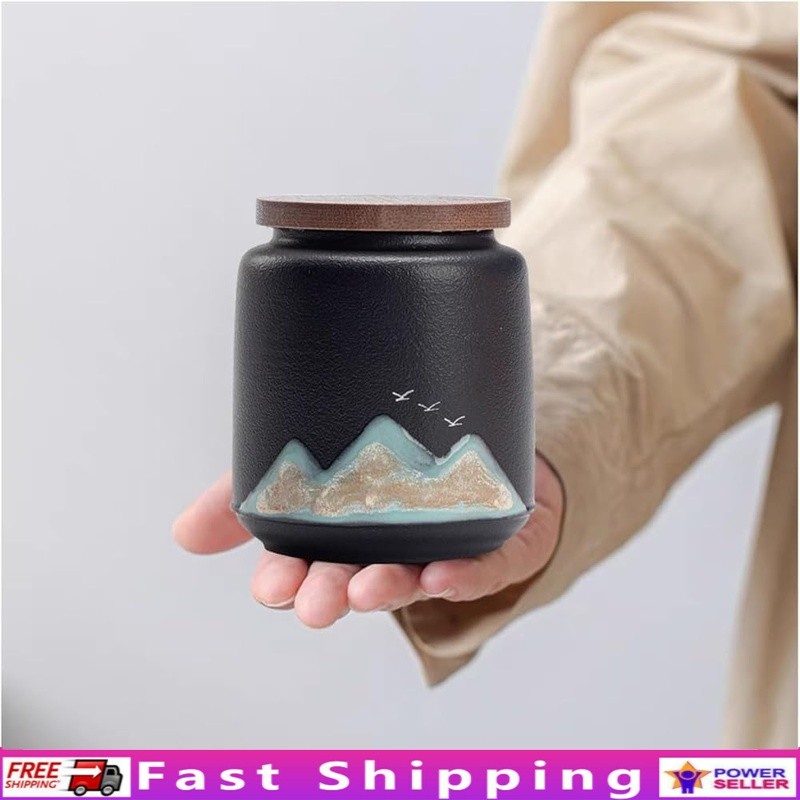 Small Mountain Urn Ashes Ceramic Memorial Keepsake Durable Design Secure Closure