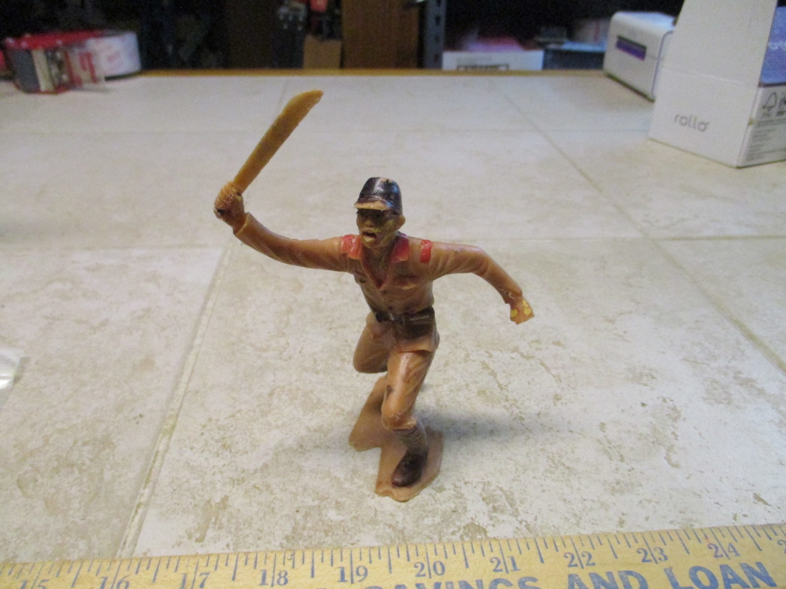 Vintage WWII WW2 MARX 6" JAPANESE SOLDIER Sword Machete Figure 1963 Army Man J33