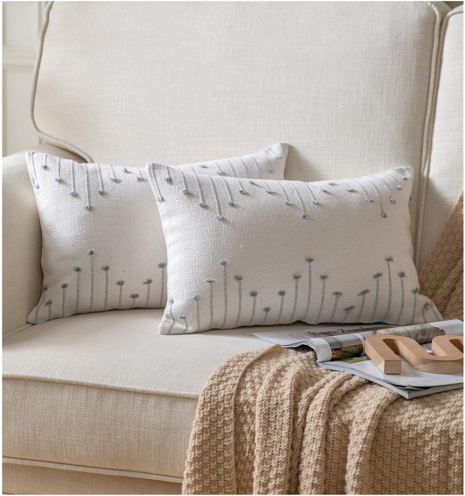 Boho Throw Pillow Covers 12x20 Set of 2 Decorative Pillows for Bed and Sofa, ...